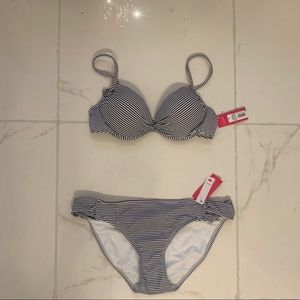 NWT Black/White Striped Xhilaration Bikini